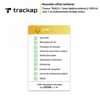 TRACEUR GPS TRACKAP RUN E   COMP. MOTEUR YAMAHA (-- 2022)/GIANT   1 AN ABONNEMENT EXPERT