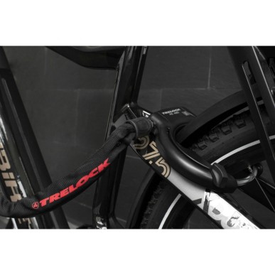 ANTIVOL VELO FER A CHEVAL TRELOCK RS480 NOIR AVEC FIXATION (FIXATION SUR CADRE LARGEUR DE 89mm à 112mm) ECART PNEU 75mm