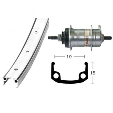 ROUE ARR.28x1 3/8 WINORA RÉTROPEDALAGE 36TR.SH.120 3V.ARGENT - 2142081300 - 4055149253004