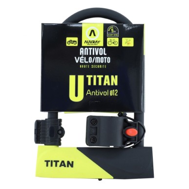 ANTIVOL VELO U AUVRAY TITAN 165x245 mm (DIAM 12 mm) AVEC SUPPORT NIVEAU SECURITE 5-10