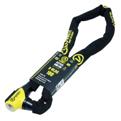 ANTIVOL VELO CHAINE A CLE D7 X 1.000M AUVRAY R BLOC NOIR/JAUNE SERRURE INTEGREE