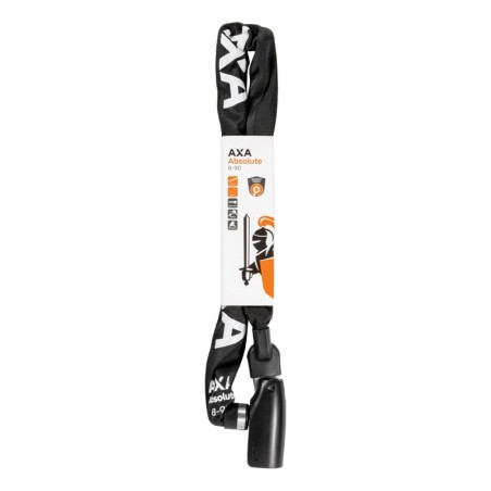 ANTIVOL VELO CHAINE A CLE AXA ABSOLUTE DIAM 8mm L0.90M NOIR - NIVEAU PROTECTION ELEVE POUR VELO ELECTRIQUE - SECURITE NIVEAU