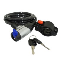 ANTIVOL VELO SPIRAL A CLE NEWTON DIAM  8mm L 1,50M AVEC CACHE SERRURE (AVEC SUPPORT)