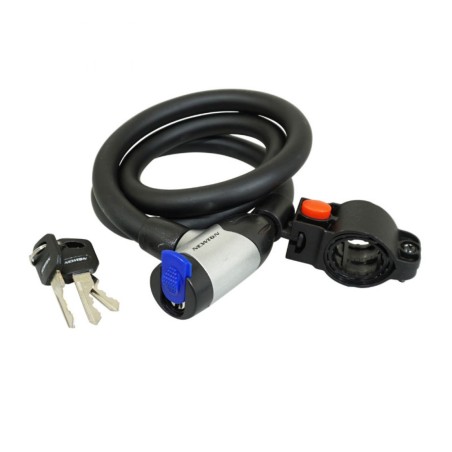 ANTIVOL VELO SPIRAL A CLE NEWTON DIAM 15mm L 1,00M AVEC CACHE SERRURE (AVEC SUPPORT   2 CLES)