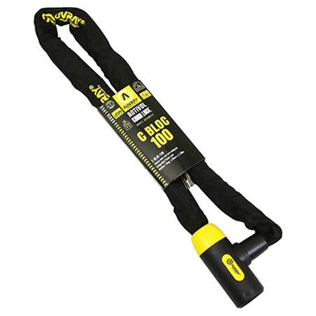 ANTIVOL VELO CHAINE A CLE D8  X 1.000M AUVRAY C BLOC NOIR/JAUNE SERRURE INTEGREE