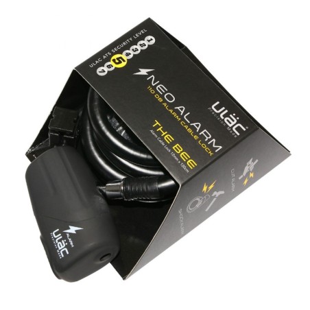 ANTIVOL VELO SPIRAL A CLE P2R DIAM 12mm L 1,20M NOIR AVEC SUPPORT ET ALARME