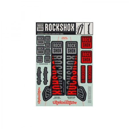 JEU D'AUTOCOLLANTS ROCKSHOX TROY LEE DESIGN 35mm ARG/ORANGE - 00.4318.021.001 - 710845809811