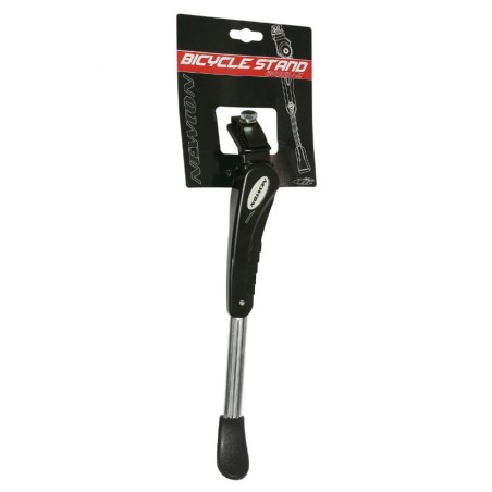 BEQUILLE VELO LATERALE AVEC PLAQUE NEWTON 26-28" RENFORCE REGLABLE ALU NOIR-ARGENT