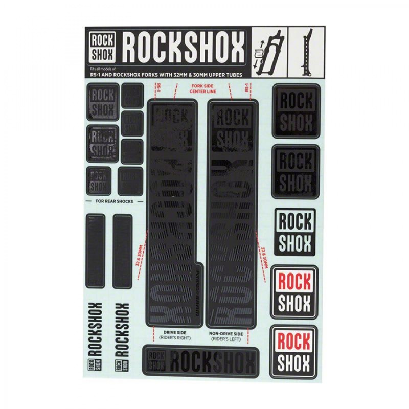 KIT AUTOCOLLANT ROCKSHOX 30/32mm P/FOURCHE JUSQU'AU 2018 NR - 11.4318.003.496 - 710845803741