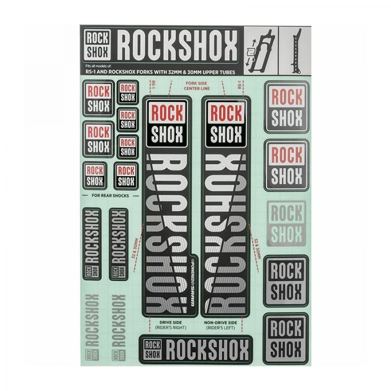 KIT AUTOCOLLANT ROCKSHOX 30/32mm P/FOURCHE JUSQU'AU 2018 BLA - 11.4318.003.497 - 710845803758