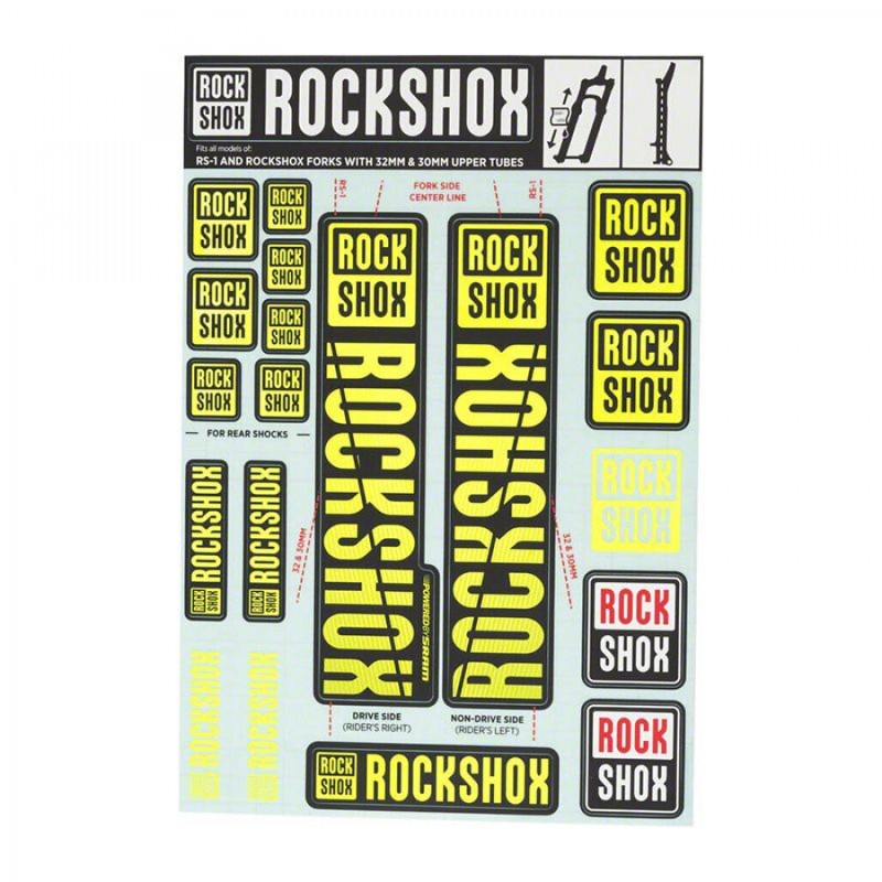 KIT AUTOCOLLANT ROCKSHOX 30/32mm P/FOURCHE JUSQ'AU 2018 JAU - 11.4318.003.498 - 710845803765