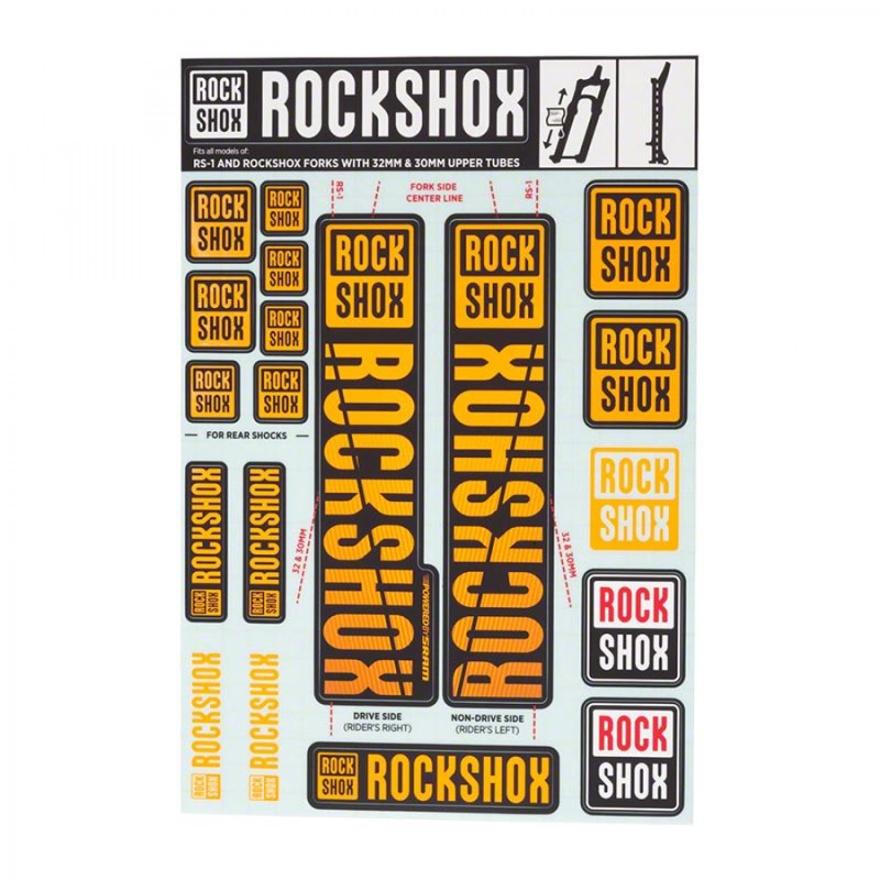 KIT AUTOCOLLANT ROCKSHOX 30/32mm P/FOURCHE JUSQU'AU 2018 ORA - 11.4318.003.499 - 710845803772