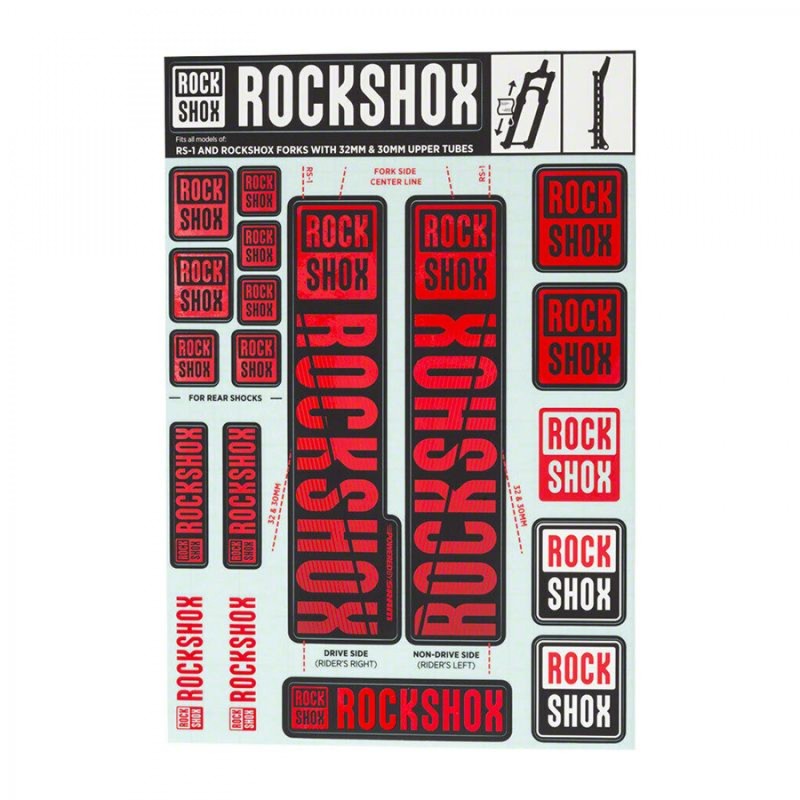 KIT AUTOCOLLANT ROCKSHOX 30/32mm P/FOURCHE JUSQU'AU 2018 ROU - 11.4318.003.500 - 710845803789