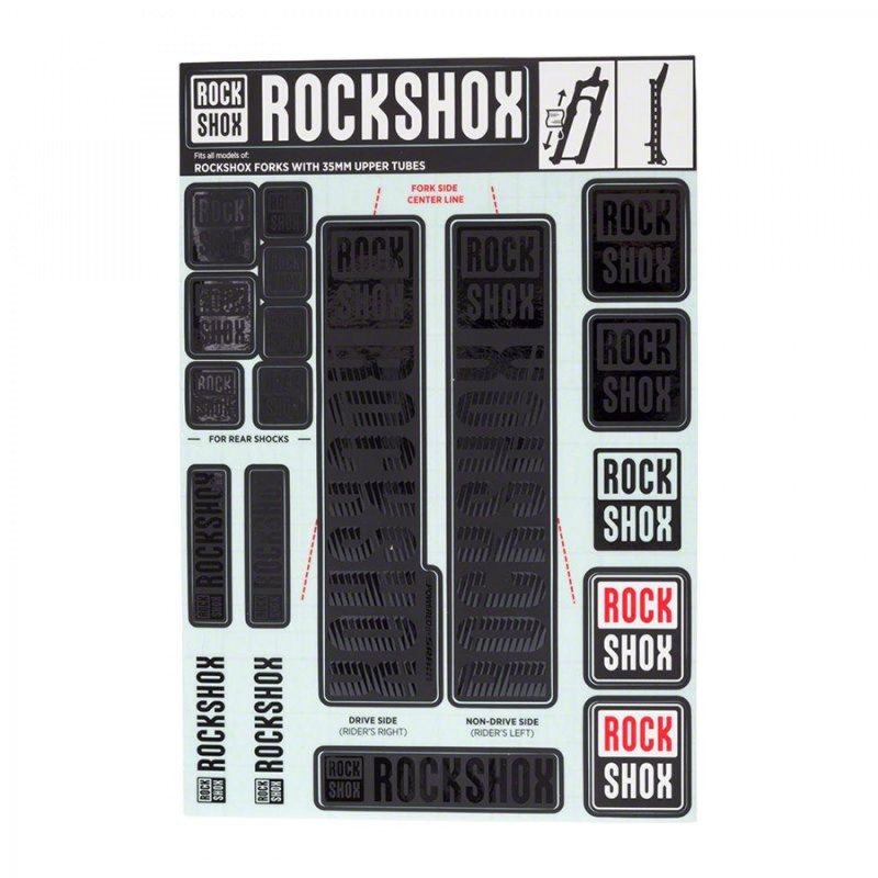 KIT AUTOCOLLANTS ROCKSHOX 35 mm P/FOURCHE À PARTIR 2018 NOIR - 11.4318.003.505 - 710845803833