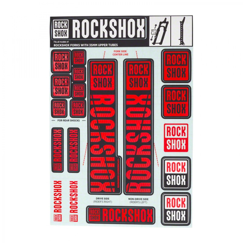 KIT AUTOCOLLANT ROCKSHOX 35 mm P/FOURCHE À PARTIR 2018 ROUGE - 11.4318.003.509 - 710845803871