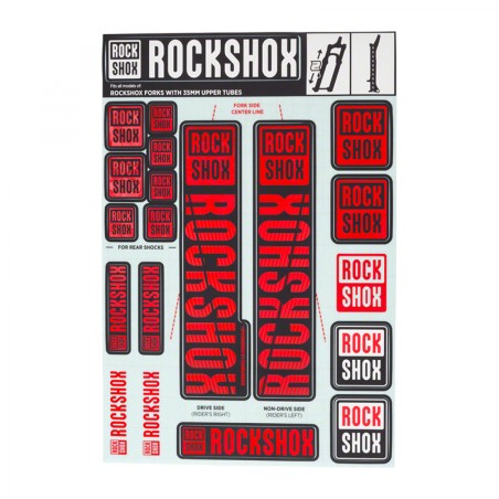 KIT AUTOCOLLANT ROCKSHOX 35 mm P/FOURCHE À PARTIR 2018 ROUGE - 11.4318.003.509 - 710845803871