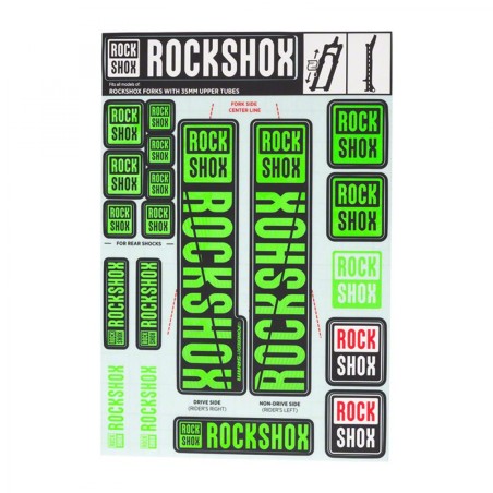 KIT AUTOCOLLANTS ROCKSHOX 35 mm P/FOURCHE À PARTIR 2018 VERT - 11.4318.003.510 - 710845803888