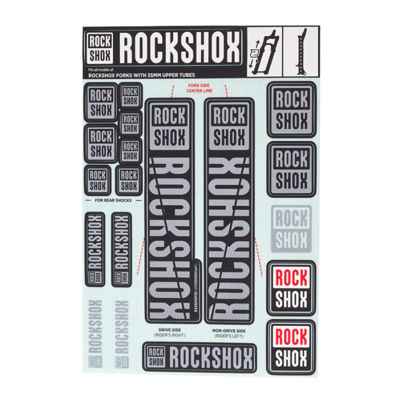 KIT AUTOCOLLANTS ROCKSHOX 35 mm P/FOURCHE À PARTIR 2018 GRIS - 11.4318.003.513 - 710845803918