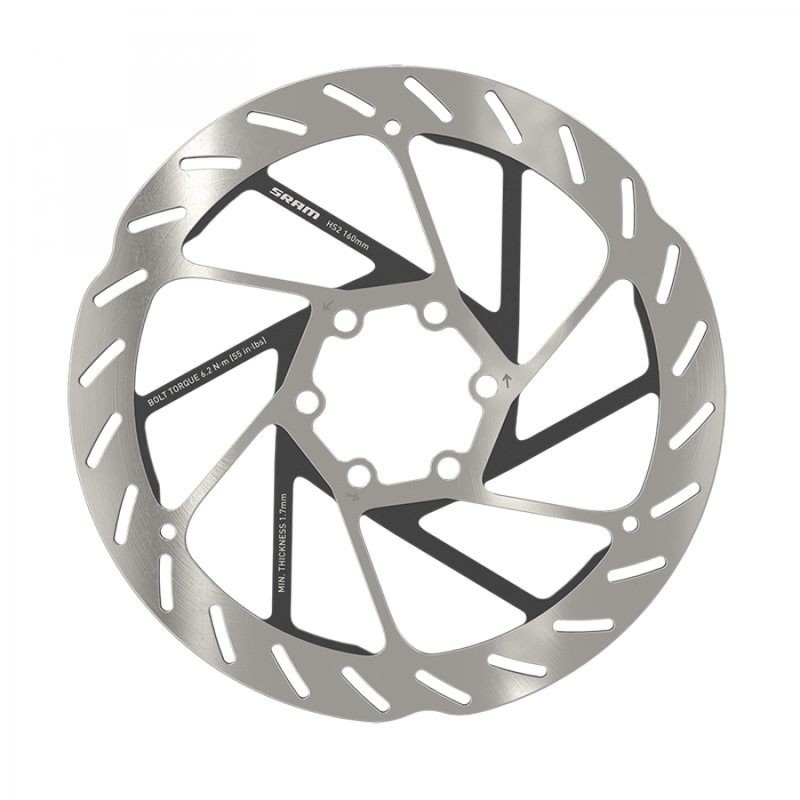 DISQUE FREIN SRAM HS2 6 TROUS 160mm NOIR/ARGENTÉ - 00.5018.176.000 - 710845862328