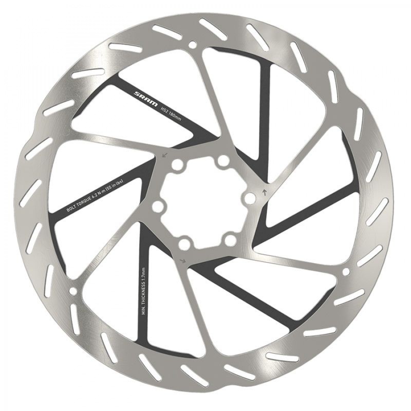 DISQUE FREIN SRAM HS2 6 TROUS 180mm NOIR/ARGENTÉ - 00.5018.176.001 - 710845862335