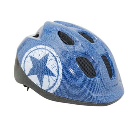 CASQUE VELO ENFANT-BEBE POLISPORT JUNIOR BLEU JEANS TAILLE 52-56cm AVEC MOLETTE (VENDU SUR CARTE)