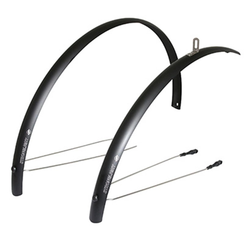GARDE BOUE CITY-VTC TRINGLES 28'' STRONGLIGHT ALU R'LIGHT 41mm NOIR MAT (PAIRE) AVEC FIXATION CLASSIC TRINGLES INOX