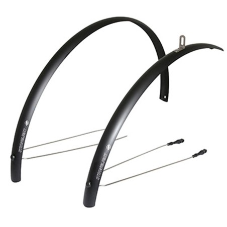 GARDE BOUE CITY-VTC TRINGLES 28'' STRONGLIGHT ALU R'LIGHT 41mm NOIR MAT (PAIRE) AVEC FIXATION CLASSIC TRINGLES INOX