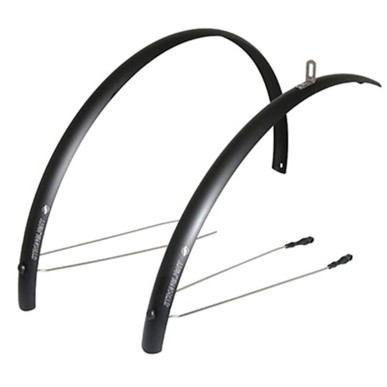 GARDE BOUE CITY-VTC TRINGLES 28'' STRONGLIGHT ALU R'LIGHT 41mm NOIR MAT (PAIRE) AVEC FIXATION CLASSIC TRINGLES INOX
