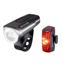 ECLAIRAGE VELO RECHARG.USB AV AR SIGMA LED AURA 60 /INFINTY NOIR (FIX AV CINTRE/T DE SELLE