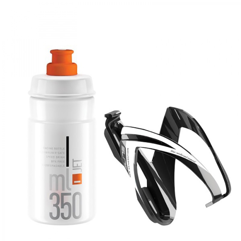 KIT ELITE PORTE-BIDON CEO NR.BR/BLA BIDON JET BLA/ORAN 350ml - 206104 - 8020775040959