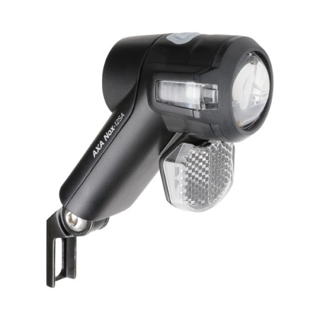 ECLAIRAGE VELO A PILE AVANT SUR FOURCHE AXA NOX SPORT AUTO 12 LUX NOIR LIVRE AVEC 2 PILES AA