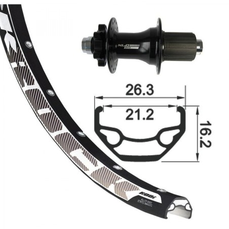 XLC ROUE ARRIÉRE 26x1.90 AXE 142MM 12MM 6 TROUS NOIRE - 2146810600 - 4055149016661