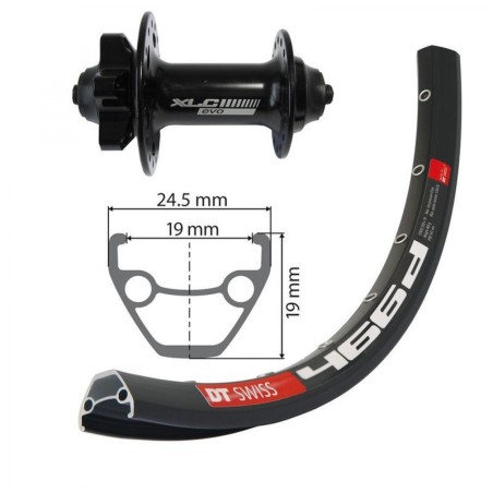 XLC ROUE AVANT 27.5" AXE 100MM JANTE DT SWISS 6 TROUS NOIRE - 2146830800 - 4055149016838