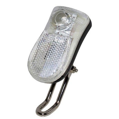 ECLAIRAGE VELO A PILE AVANT SUR FOURCHE P2R 1 LED NOIR LIVRE AVEC 2 PILES AAA