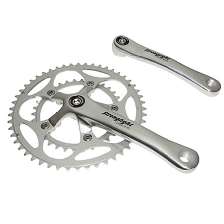 PEDALIER ROUTE STRONGLIGHT 9-10V. IMPACT ARGENT 172.5mm 52-34 COMPATIBLE 8V. (AXE CARRE 107mm)