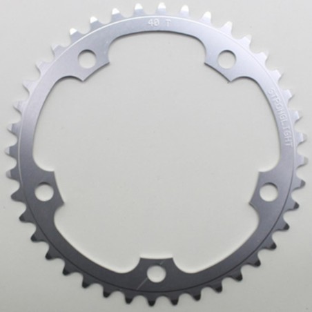 PLATEAU ROUTE 5BRA D.130 STRONGLIGHT DURAL 40DTS INTERIEUR ARGENT TYPE SHIMANO 8-9V.