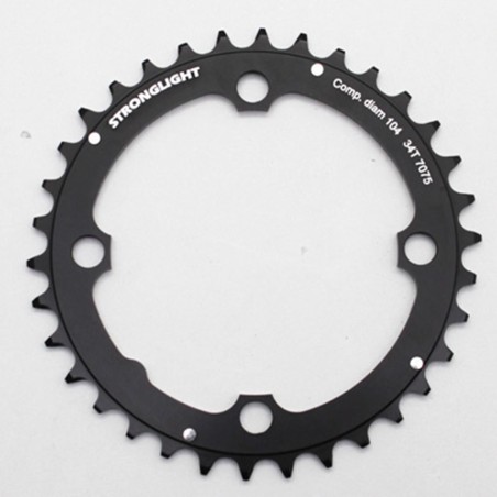 PLATEAU VTT 4BRA D.104 STRONGLIGHT TRIPLE 34DTS MILIEU NOIR ALU - EPAISSEUR 4mm 8-9V.