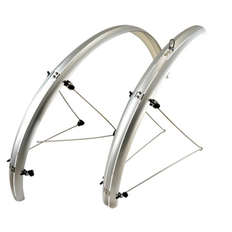 GARDE BOUE VTT TRINGLES 26'' STRONGLIGHT COUNTRY 54mm ARGENT (PAIRE) AVEC FIXATION CLASSIC TRINGLES INOX