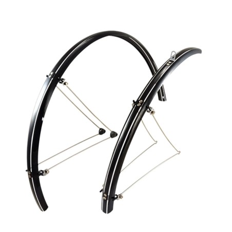 GARDE BOUE ROUTE TRINGLES 700 STRONGLIGHT 35mm NOIR (PAIRE) AVEC FIXATION CLASSIC TRINGLES INOX