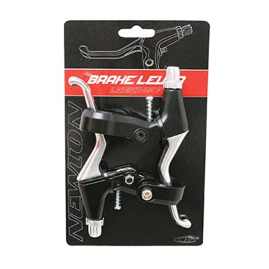 LEVIER DE FREIN VTT-VTC V-BRAKE 3 DOIGTS NEWTON ALU ARGENT-NOIR (PAIRE SUR CARTE)