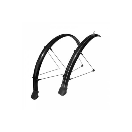 GARDE BOUE ROUTE TRINGLES 700 STRONGLIGHT 48mm NOIR (PAIRE) AVEC FIXATION MIXCLIP REGLABLE TRINGLES INOX ET BAVETTES