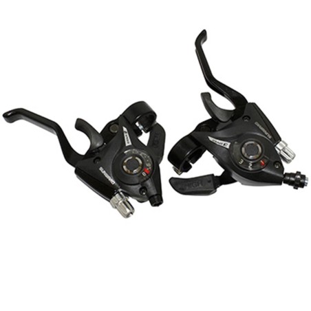 LEVIER-MANETTE VTT P2R 3x8V. NOIR ALU POUR FREIN V-BRAKE COMPATIBLE SHIMANO