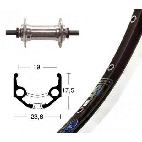 R.AV.28x1.75 WINORA RIGIDE ZAC 19 AXE 36 TROUS 100 NR/ARG - 2147543000 - 4032191828930