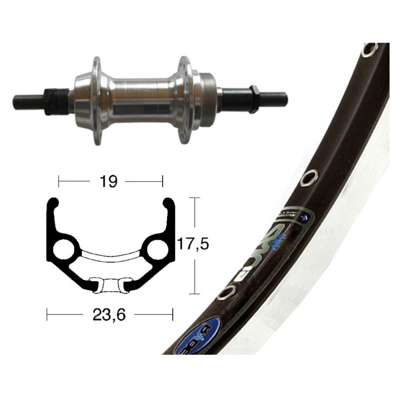 ROUE ARR.28x1.75 WINORA RIGIDE ZAC 19 AXE 135mm NOIRE/ARGENT - 2147543100 - 4032191828978
