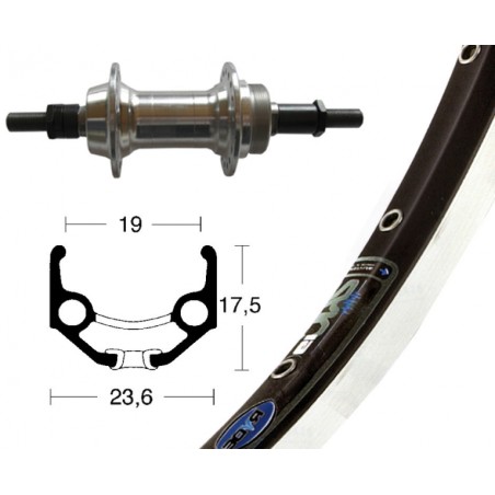 ROUE ARR.28x1.75 WINORA RIGIDE ZAC 19 AXE 135mm NOIRE/ARGENT - 2147543100 - 4032191828978