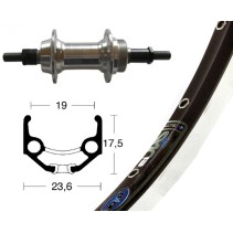 ROUE ARR.28x1.75 WINORA RIGIDE ZAC 19 AXE 135mm NOIRE/ARGENT - 2147543100 - 4032191828978