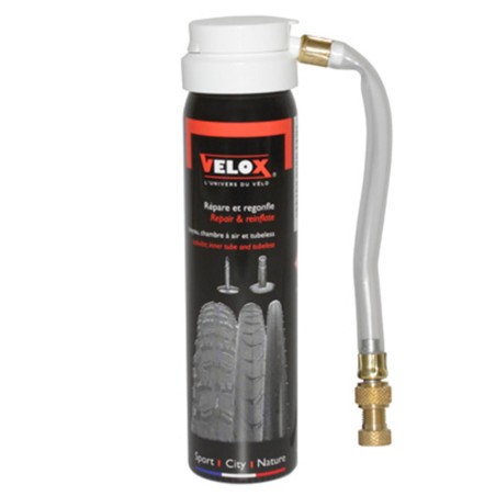 BOMBE ANTI-CREVAISON VELOX POUR CHAMBRE-BOYAU-PNEU TUBELESS PRESTA-SCHRADER (75ml)