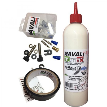 KIT TUBELESS NAVALI(11mx24mm-LATEX 500ml-2 VALV.PREST 44 mm) - P0655 - 8437096543487