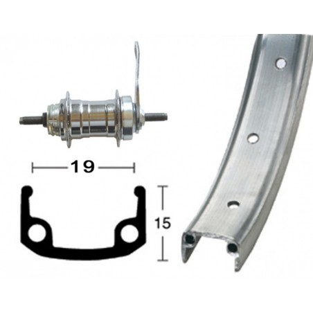 ROUE ARRIÈRE ROLAND 16  JANTE ALU MOYEU ACIER 20 TR.V.8.5mm - 800032 - 4043598030581