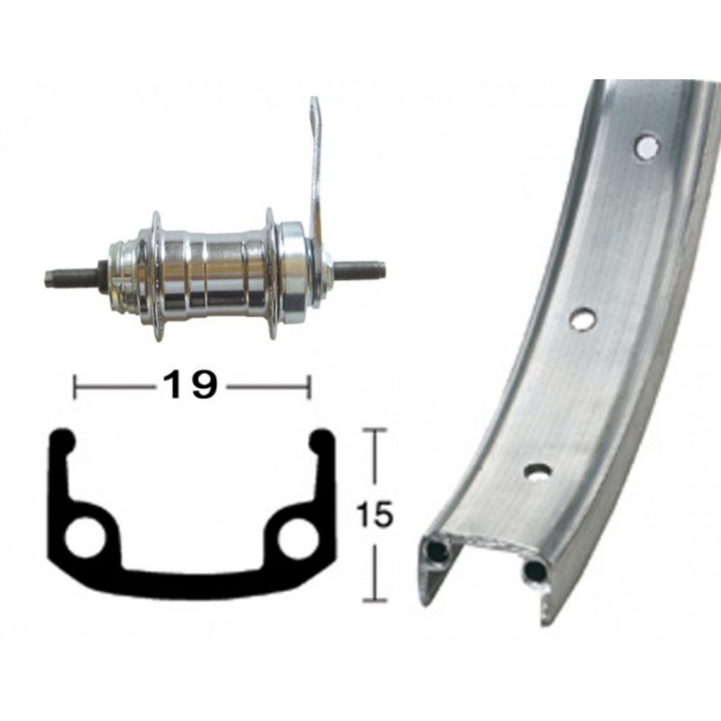 ROUE ARRIÈRE 12-1/2x1.75 JANTE ALU 16 TROUS VAL.8.5mm - 800118 - 4032191046891